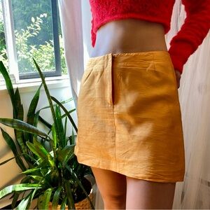 VINTAGE DKNY UNION MADE IN THE USA YELLOW ORANGE SILK BLEND MINI SKIRT SIZE 6